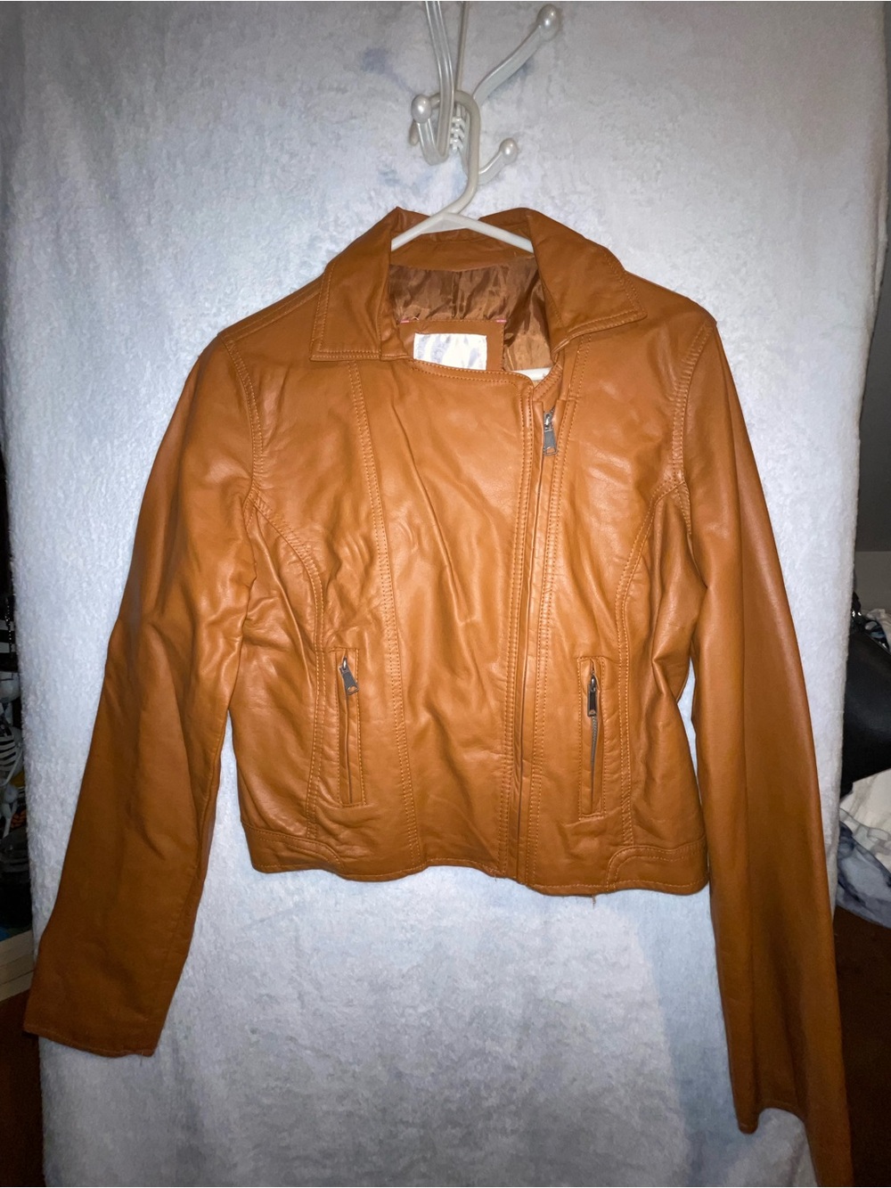 Xhilaration Tan Faux Leather Moto Jacket